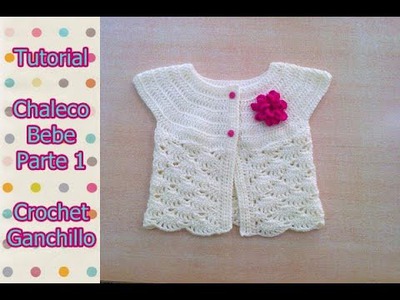 DIY Como tejer chaleco bolero para bebe niña con flor a crochet, ganchillo (1.2)