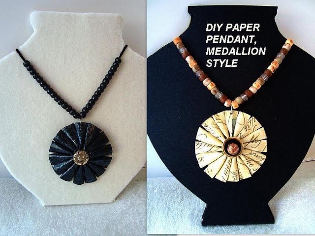 DIY PAPER JEWELRY, paper beads, MEDALLION GIFT WRAP PAPER PENDANT
