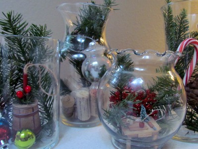DIY Terrarium Holiday Glass Jar Vase Christmas Decoration Glass Craft  #14 Easy & Thrfity!