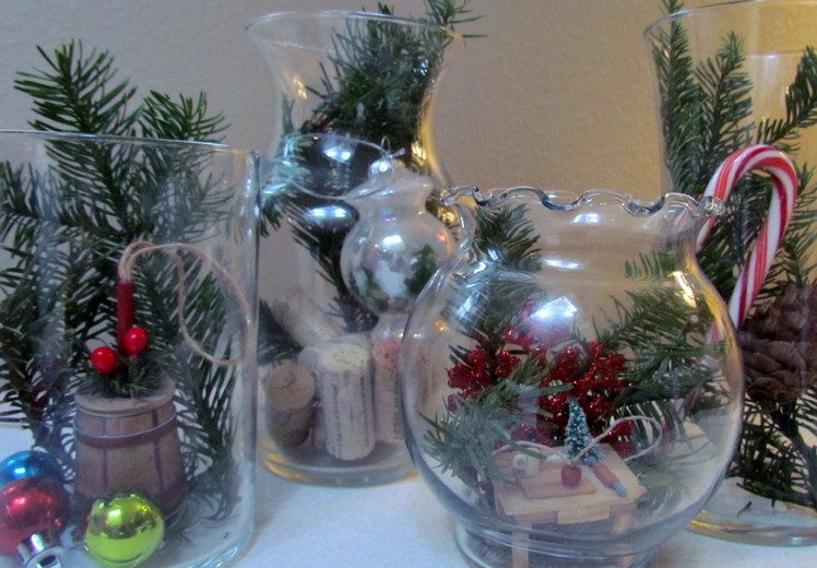 DIY Terrarium Holiday Glass Jar Vase Christmas Decoration Glass Craft  #14 Easy & Thrfity!