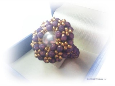 DIY video tutorial  anello Medea |Beadwork how to make a ring with seedbeads and crystals