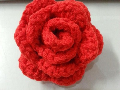 สาธิตการถักดอกกุหลาบ (how to crochet a rose)