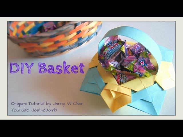 Easter Crafts - Easter Basket - How to Fold Origami Basket - Paper Crafts Kids
