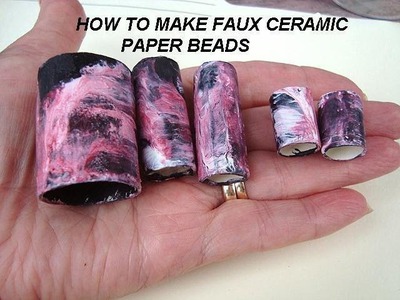 FAUX CERAMIC PAPER BEADS, how to diy, jumbo beads, big holes, scarf sliders