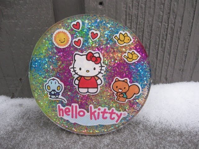 Hello Kitty Sticker Resin Coaster Craft Tutorial