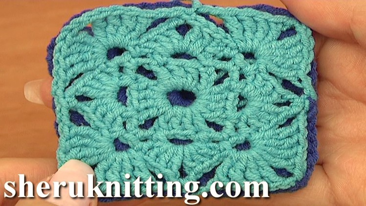 How To Crochet Granny Square Motif Tutorial 5 part 1 of 2 Motif Joining