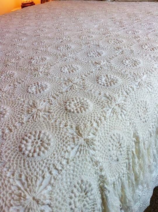 How to Crochet Lori's Bedspread using the technique Popcorn Stitch
