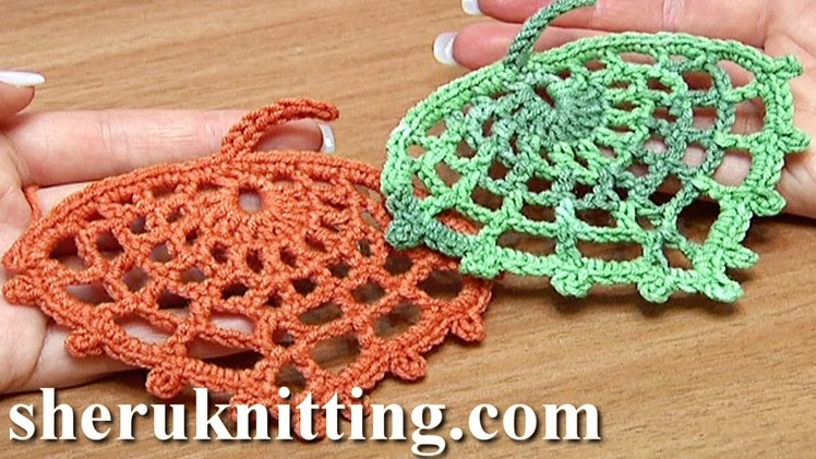 How to Crochet Spider Web Leaf Tutorial 15