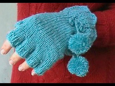 HOW TO KNIT FINGERLESS GLOVES - With individual fingers and lace cuff. Part 2 of 3