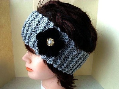 Knitting pattern, HEADBAND AND BLACK FLOWER, free video tutorial, how to diy,
