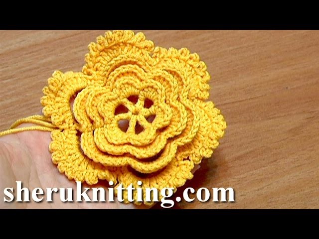 Layered Crochet Flower Tutorial 24 Part 1 of 2 鉤針花圖案