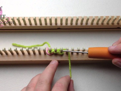 Loom Knit Cast On: True Cable Cast On (easy no crochet hook) matches needle version