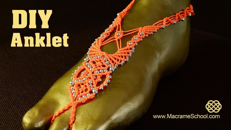 Macramé Barefoot Sandal Anklet with Beads [DIY] Tutorial
