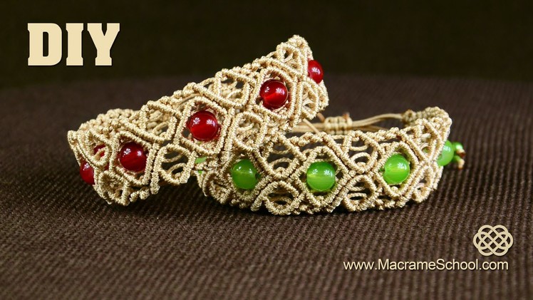 Macramé Diamond Square Bracelet with Beads [DIY] Tutorial