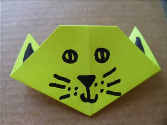 Origami Cat Head. Face - Halloween Crafts