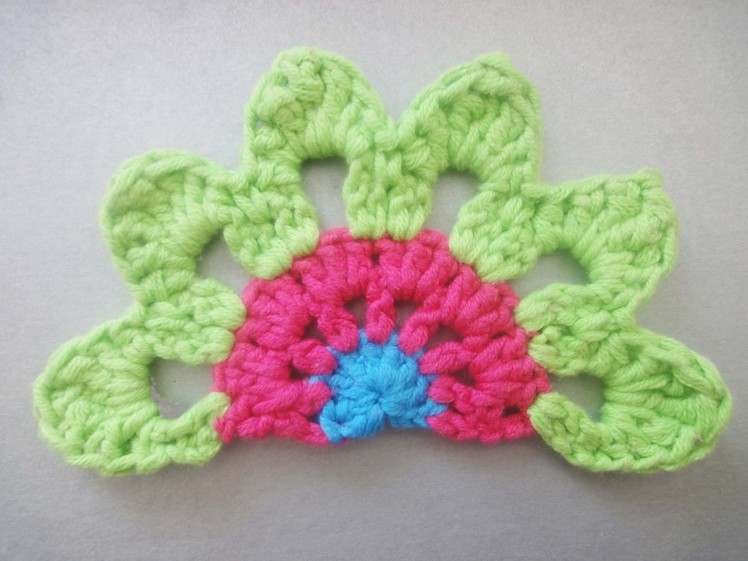 Половинка цветочного мотива Half Crochet flower motif