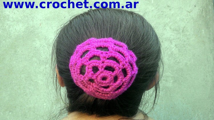 Redecilla para rodete del cabello en tejido crochet tutorial paso a paso.