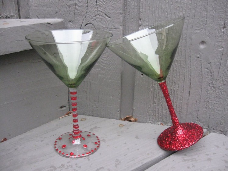 Very Merry Martini Glasses Craft Tutorial Glittered!