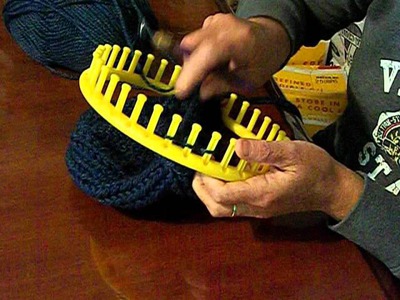 Worm Edging on a Loom Knit hat.