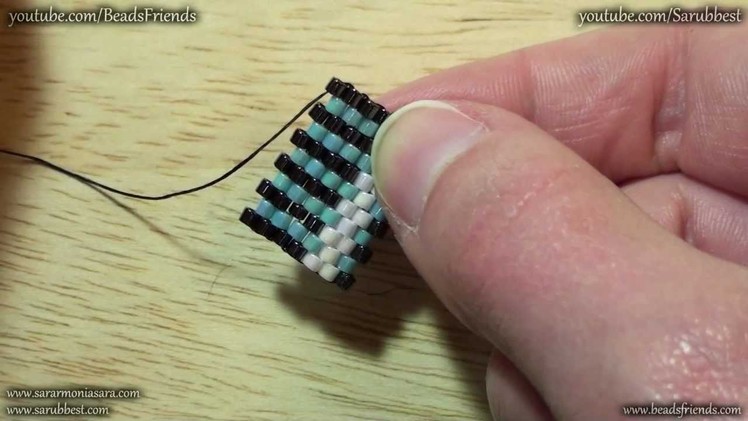 BeadsFriends: Peyote Stitch Tutorial - How to make the turn on an odd.even count Peyote beadwork