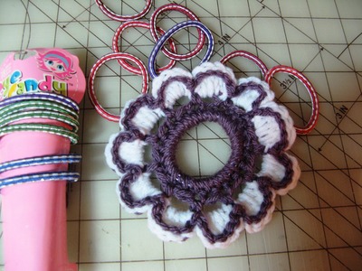 Crochet Flower pony tail holder rubber band