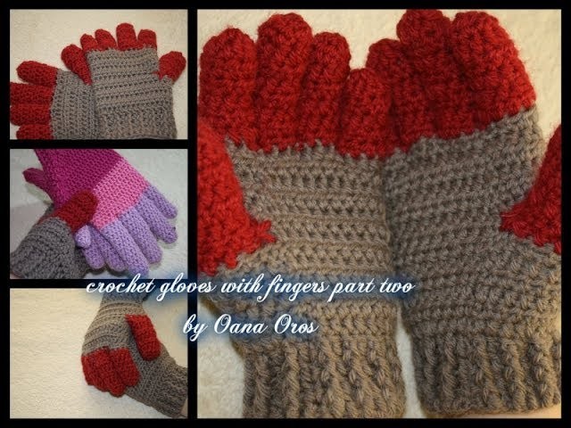 Crochet gloves with fingers part two