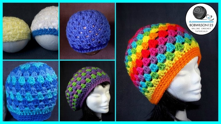 Crochet Granny Stitch Medium Dolls Hat Tutorial