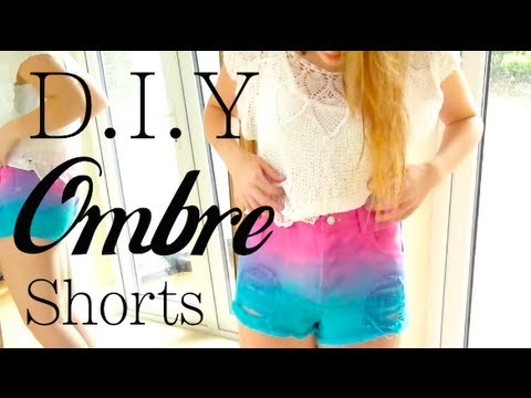 DIY -  Dip Dyed Colourful Ombre Shorts