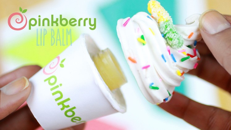 DIY Pinkberry Lip Gloss Jar - How To Make Beeswax Lip Balm Tutorial - Frozen Yogurt Polymer Clay
