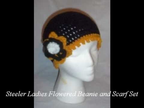 Hand Crochet Pittsburgh Steeler's Beanies and Scarves