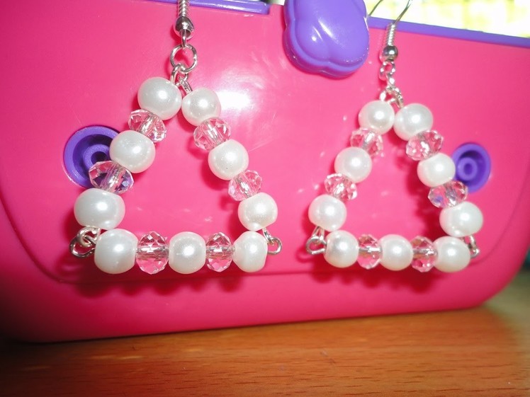 How To Make Earrings With Beads - Triangle Shape, White Pearls & Crystals