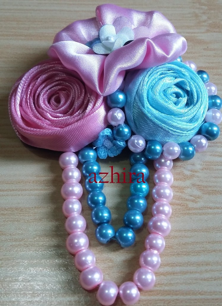 Jewelry 5: make rolls flower for pin using satin ribbon #DIY @azhira