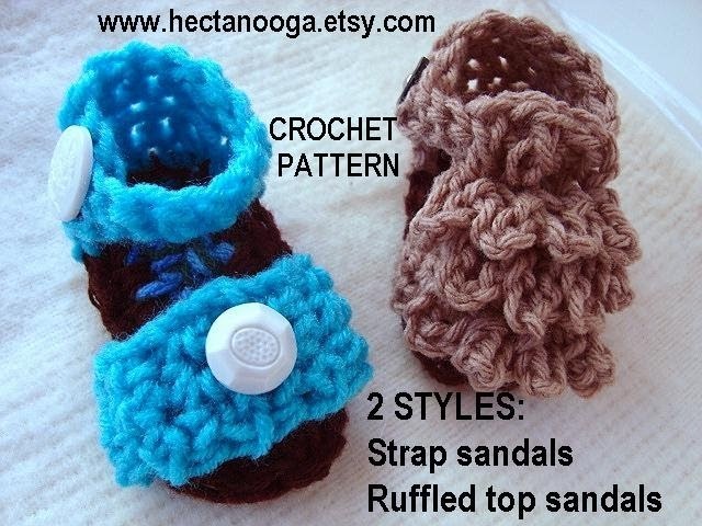 RUFFLED TOP CROCHET SANDAL BOOTIES, part 1, strap sandals, free crochet pattern