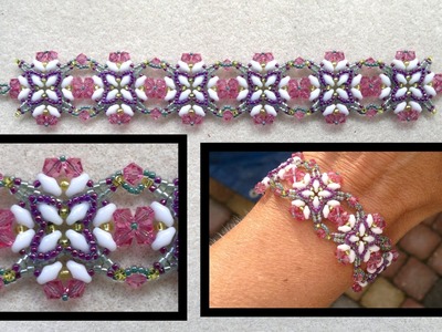 Beading4perfectionists : "Summer butterfies" beaded  bracelet with swarovski beading tutorial