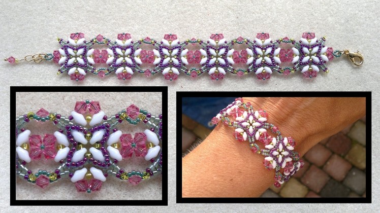 Beading4perfectionists : "Summer butterfies" beaded  bracelet with swarovski beading tutorial