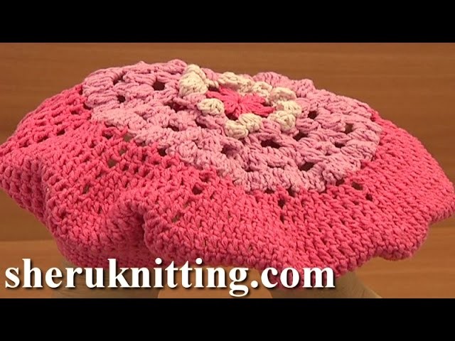 Crochet Flower Beret For Girls Tutorial 7 Part 2 of 2 Free Crochet Beret Hat Pattern