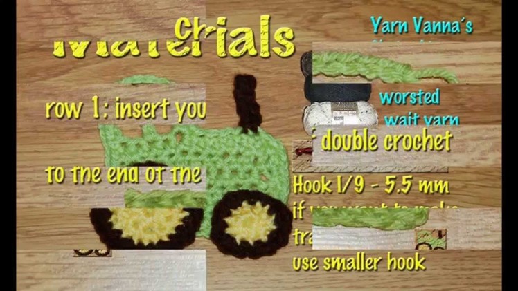Crochet Tractor Applique, Embellishment, Crochet toy