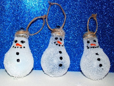 CUTE Snowman Lightbulb Ornament! Easy Craft!