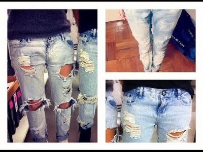 DIY: Distressed Boyfriend Jeans