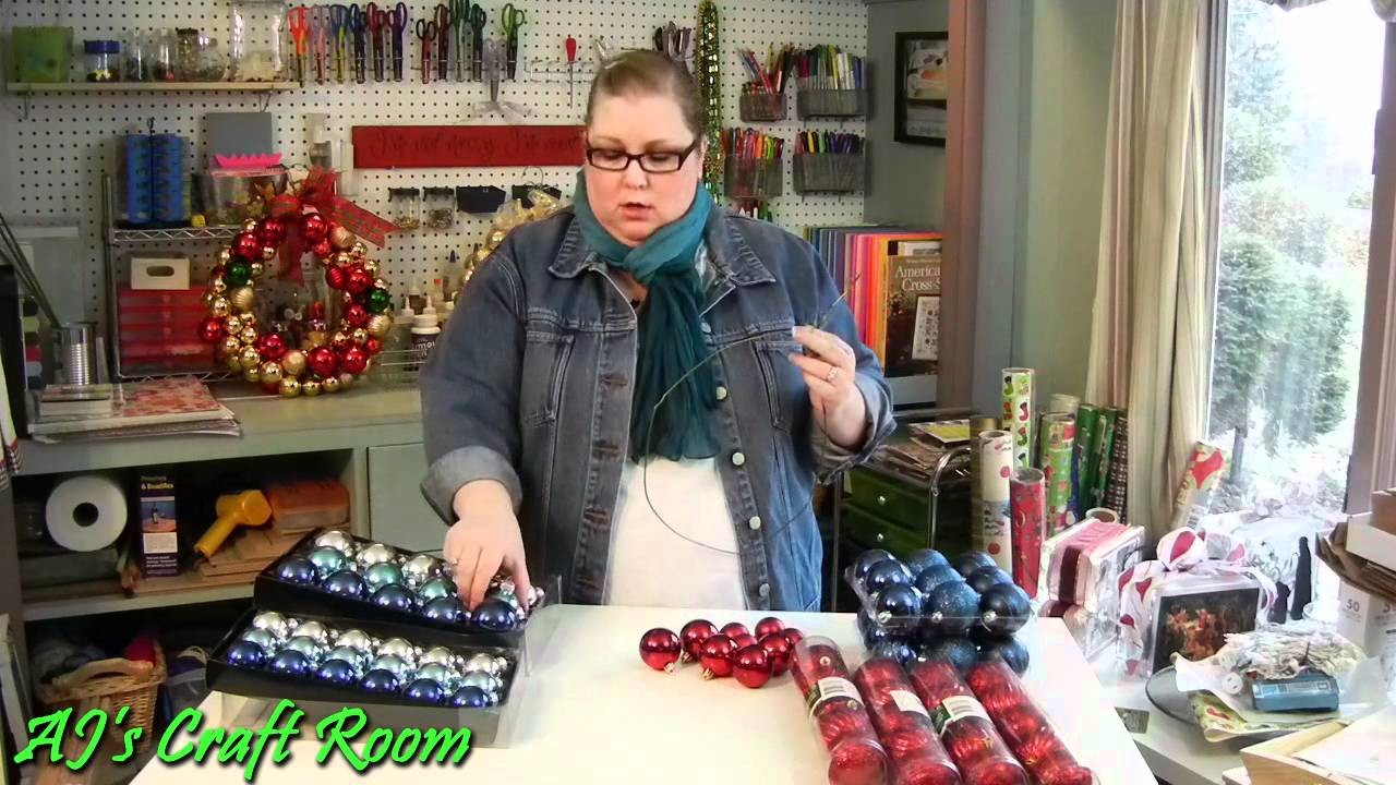 Dollar store Christmas Ornament Wreath - AJs Craft Room ...