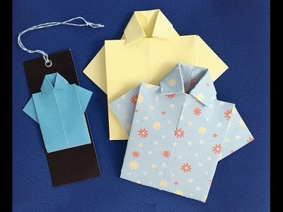 Father's Day giftcard: masculine card shirt origami short tutorial