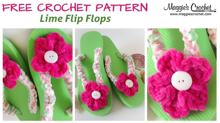 Lime Flip Flop Free Crochet Pattern - Right Handed
