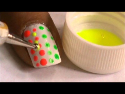 Neon Nail Art Polka Dots Nail Polish Designs for Beginners to do at home DIY tutorial video