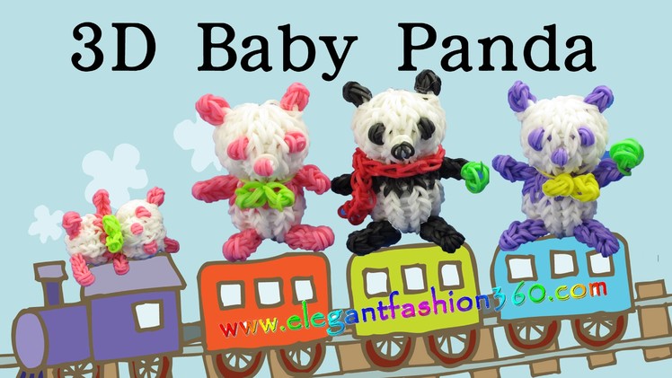 Rainbow Loom Panda.Teddy Bear 3D Mini Charm - How to Loom Bands Tutorial Animal