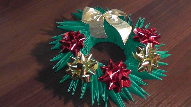 3D origami Christmas wreath tutorial