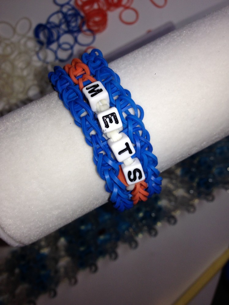 Adding Letter Beads for Team Name on a Rainbow Loom Bracelet