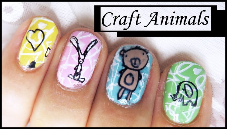 CRAFT ANIMAL STAMPING NAIL ART DESIGN TUTORIAL FOR SHORT NAILS BEGINNERS EASY SIMPLE DIY HOME MADE