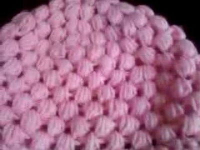Crochet puff stitch hat  w glow in the dark yarn