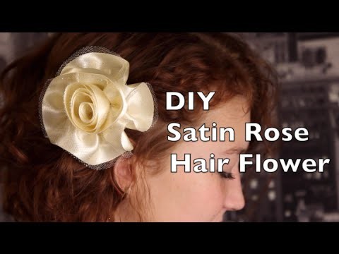 DIY Rose Hair Flower Tutorial | How To Make A Satin Rose Hair Flower or Bow
