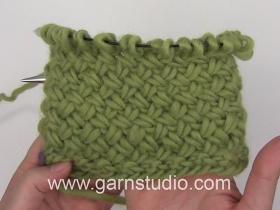 DROPS Knitting Tutorial: How to work a Basket pattern (in the round on circular needle).